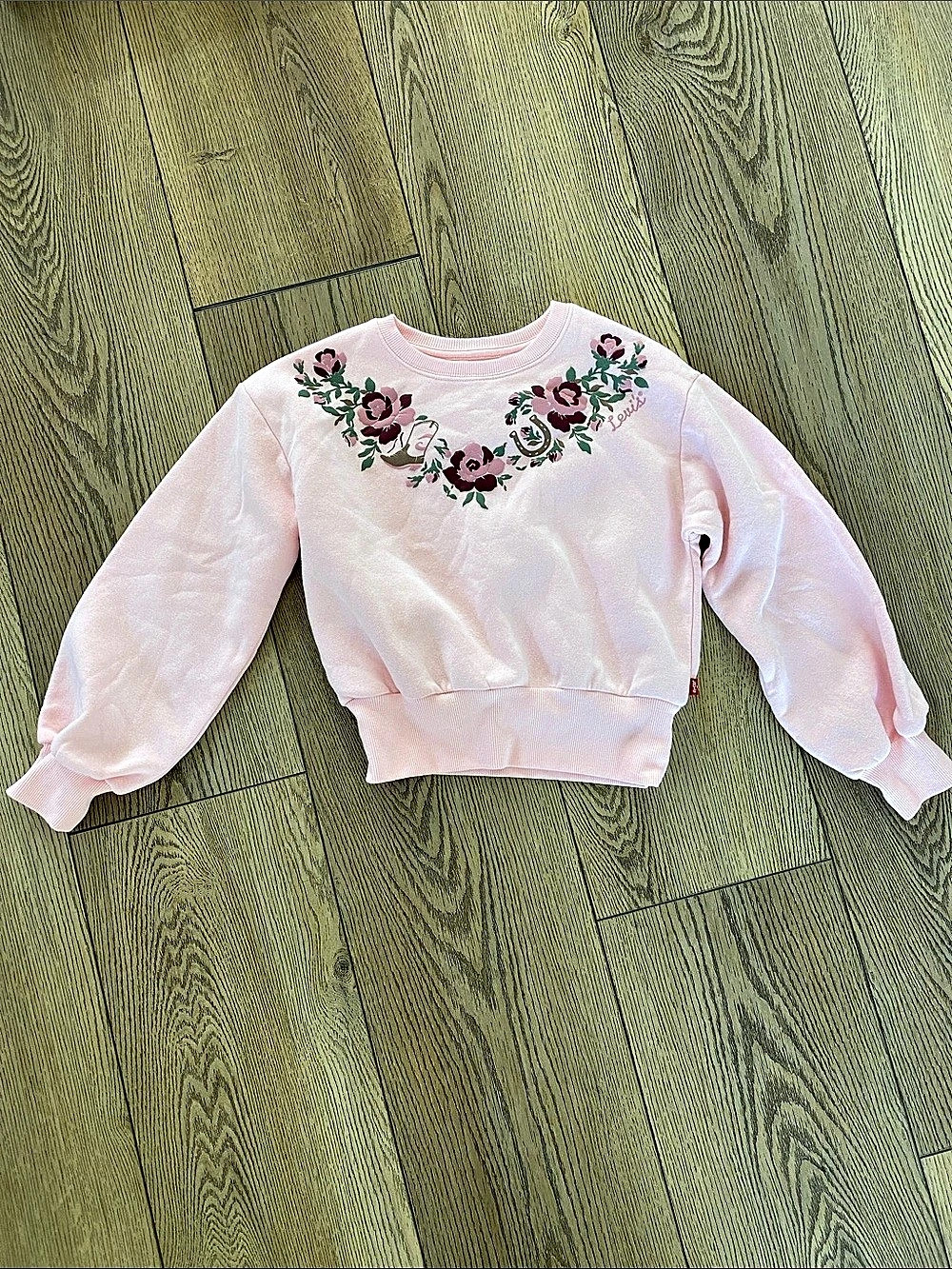 Levi's Girls Floral Cropped Sweatshirt Pink Size Medium Like New